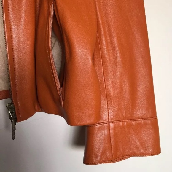 NOS Valentino Roma Leather Jacket ITALY Orange - Picture 7 of 8